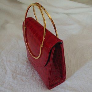 Vintage Patent Leather Croc Embossed Y&S Mini Bag